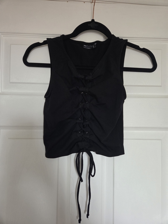 ASOS Tops - ASOS Black Lace-Up Crop Tank